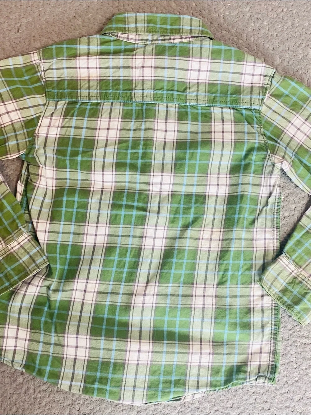 Carter's Green and White Plaid Button-Down Shirt